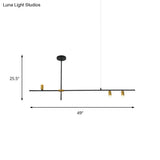 Modern Metal Rectilinear Chandelier Light: Black Ceiling Fixture (3/4/9 Lights)
