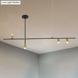 Modern Metal Rectilinear Chandelier Light: Black Ceiling Fixture (3/4/9 Lights)