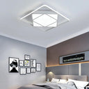 Modern Metal Rhombus Flush Mount Ceiling Light For Bedroom - Led White/Black Warm/White