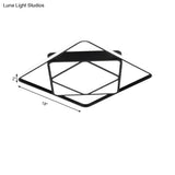 Modern Metal Rhombus Flush Mount Ceiling Light For Bedroom - Led White/Black Warm/White