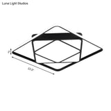 Modern Metal Rhombus Flush Mount Ceiling Light For Bedroom - Led White/Black Warm/White