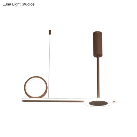 Modern Metal Ring Hanging Light Kit - Brown Led Suspension For Bedroom (Warm/White Light)