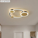 Modern Metal Semi Flush Led Ceiling Light In Black With Adjustable Warm/White Lighting