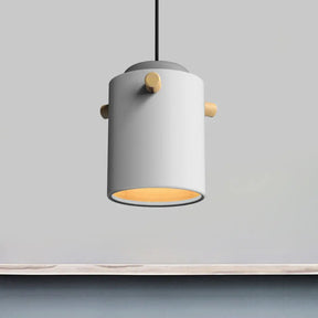 Modern Metal Shade Cylinder Pendant Light Fixture - Green/Pink/White Hanging Lighting White / C