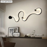Modern Metal Snake-Like Wall Sconce Lighting - 25.5/50 W Led Mount Lamp In Black With Warm/White