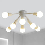 Modern Metal Sputnik Semi Flush Mount Ceiling Light – 8/12 Lights In White/Black/Gold For Living