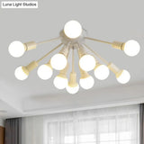 Modern Metal Sputnik Semi Flush Mount Ceiling Light – 8/12 Lights In White/Black/Gold For Living