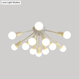 Modern Metal Sputnik Semi Flush Mount Ceiling Light – 8/12 Lights In White/Black/Gold For Living