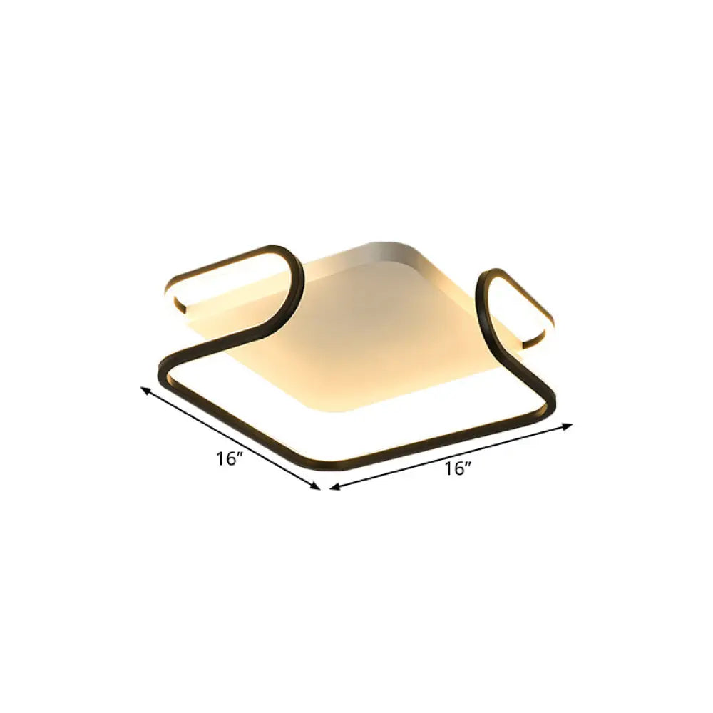 Modern Metal Square Flush Mount Led Ceiling Light (16/19.5) - Warm/White Bedroom Lighting
