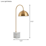 Modern Metal Table Lamp With Brass Finish And White Marble Base