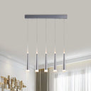Modern Metal Tapered Hanging Lamp With Silver Pendant Light - 5/6 Heads For Dining Room In