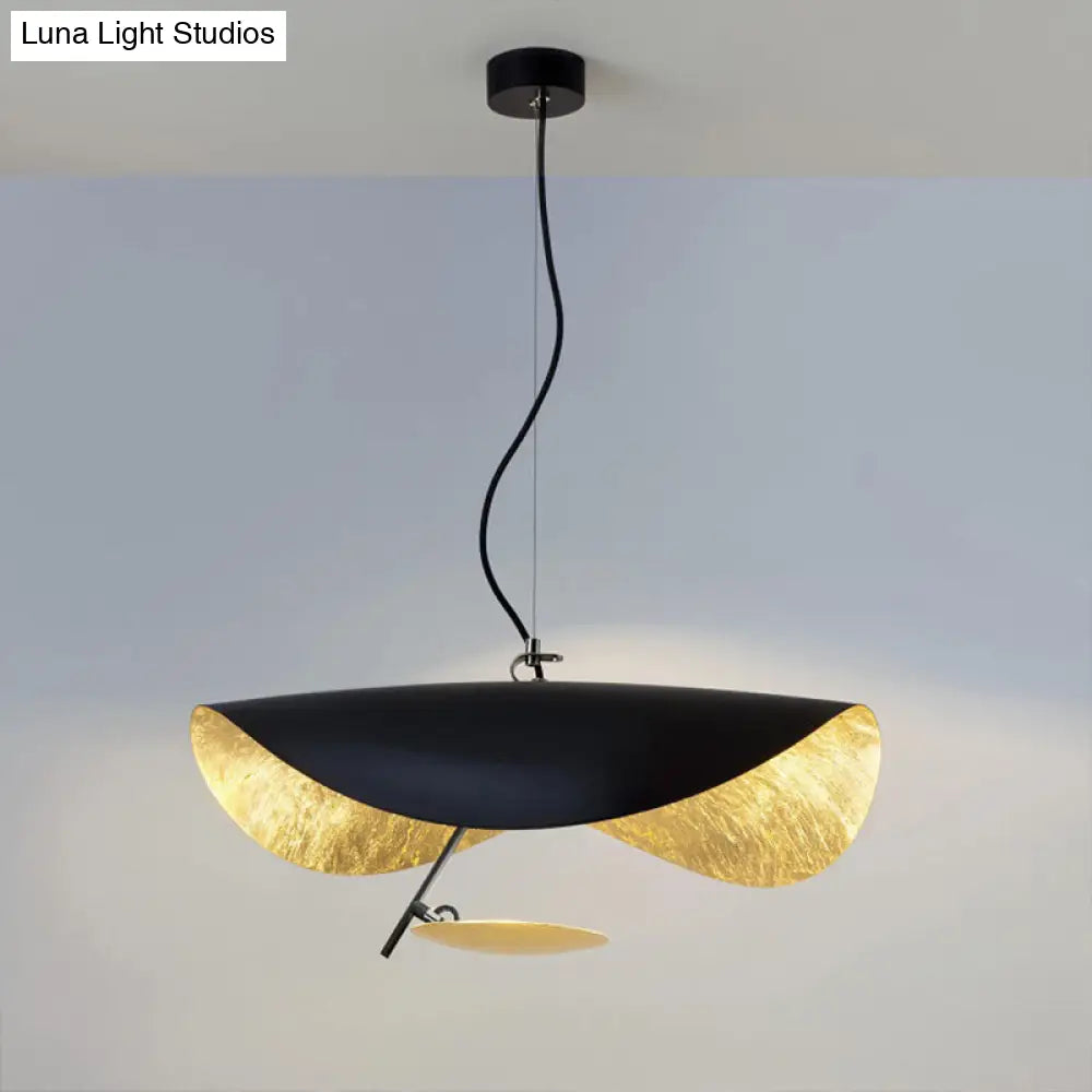 Modern Metal Twisting Pendant Light Fixture In Black & Gold - 1-Light Lamp Hanging
