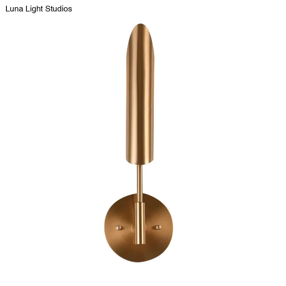 Modern Metal Wall Lamp Sconce With Brass Finish Led Lighting - Tube Up-Down Mount