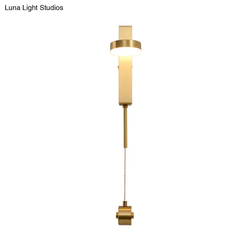 Modern Metal Wall Sconce: 1-Bulb Brass Led Lighting In Warm/White Light