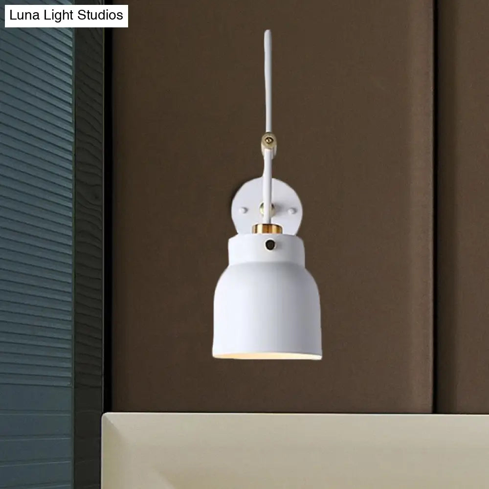 Modern Metal Wall Sconce Light With Cup Shade & Long Arm - Ideal For Library Bookstore