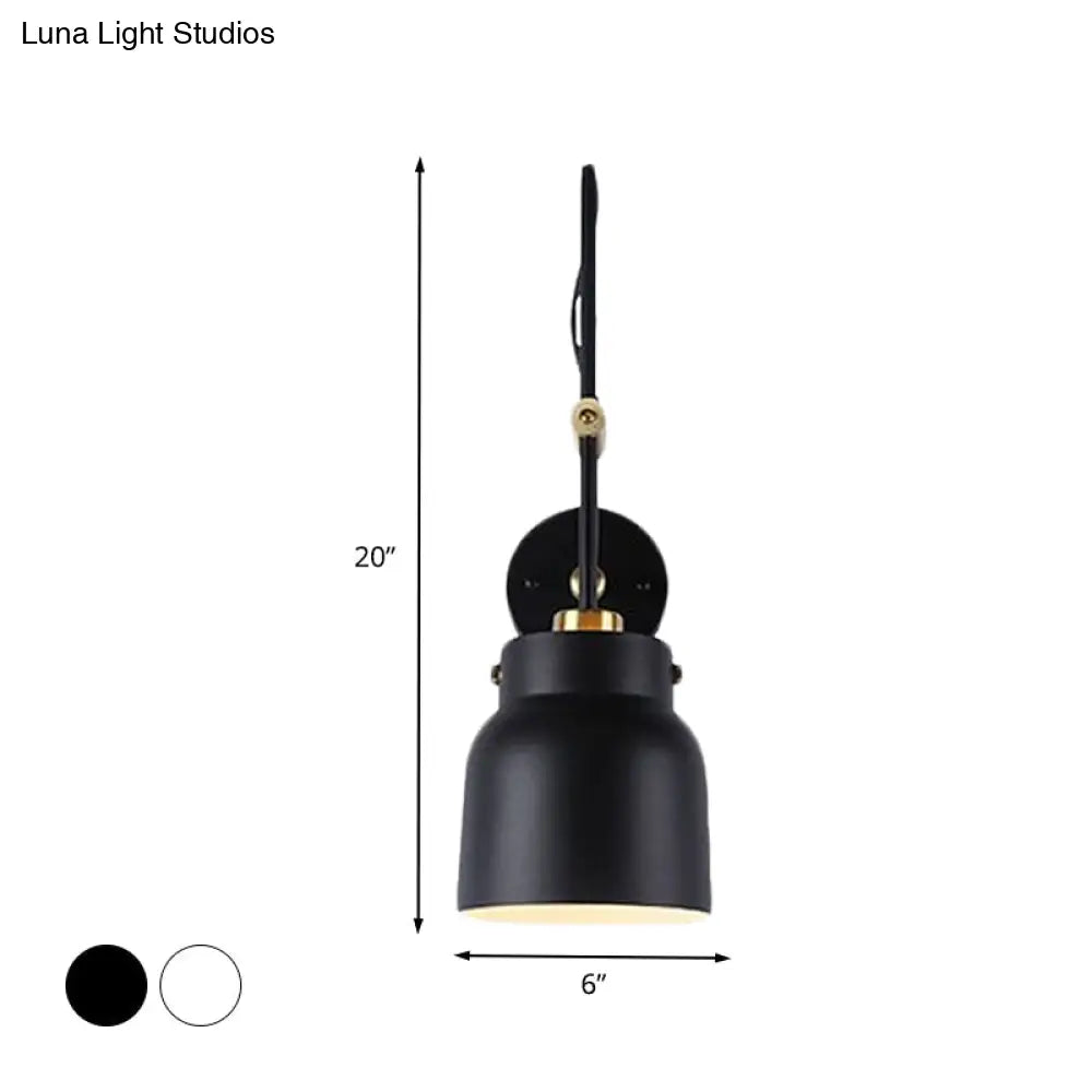 Modern Metal Wall Sconce Light With Cup Shade & Long Arm - Ideal For Library Bookstore