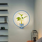 Modern Metal Wall Sconce With Artistic Loop Design And Clear Glass Plant Pot Blue / Third Gear Round