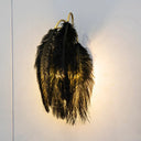 Modern Metal Wall Sconce With Feather Shade - Bedroom Lighting (2 Lights) 220V-240V / Negro Hoja