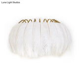 Modern Metal Wall Sconce With Feather Shade - Bedroom Lighting (2 Lights)