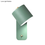 Modern Metal Wall Sconce With Grey/Green Tube Bulb And Rectangle Backplate