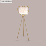 Modern Metallic 1-Head Black/Gold Finish Floor Lamp With Feather Shade & Loving Heart Frame