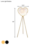 Modern Metallic 1-Head Black/Gold Finish Floor Lamp With Feather Shade & Loving Heart Frame