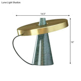 Modern Metallic 1-Head Gold Finish Desk Lamp With Aqua Marble Base