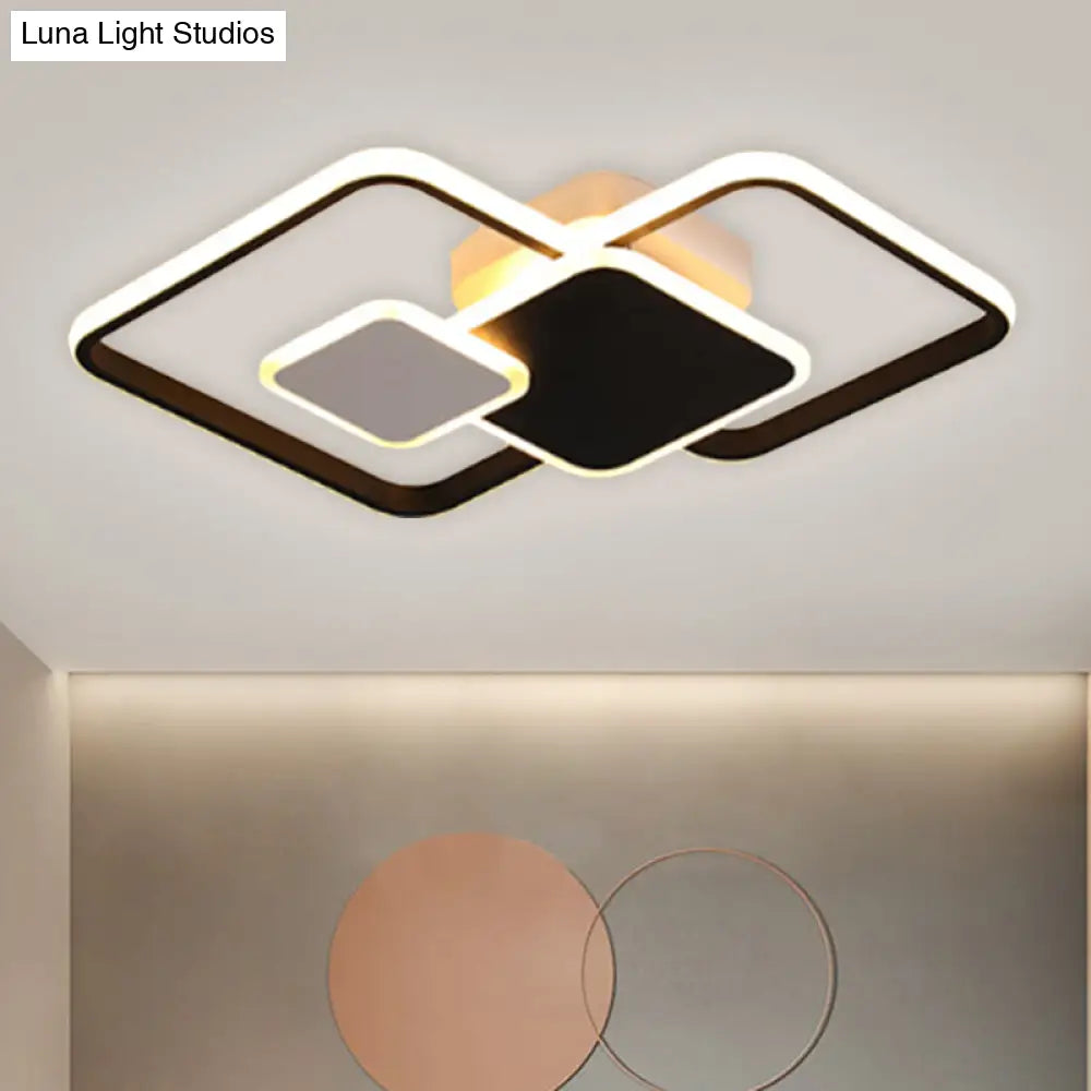 Modern Metallic Black/Gold Led Flush Mount Ceiling Light In Warm/White 22’/32.5’ Wide