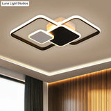 Modern Metallic Black/Gold Led Flush Mount Ceiling Light In Warm/White 22’/32.5’ Wide
