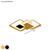 Modern Metallic Black/Gold Led Flush Mount Ceiling Light In Warm/White 22’/32.5’ Wide
