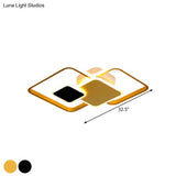 Modern Metallic Black/Gold Led Flush Mount Ceiling Light In Warm/White 22’/32.5’ Wide