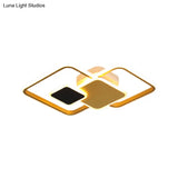 Modern Metallic Black/Gold Led Flush Mount Ceiling Light In Warm/White 22’/32.5’ Wide