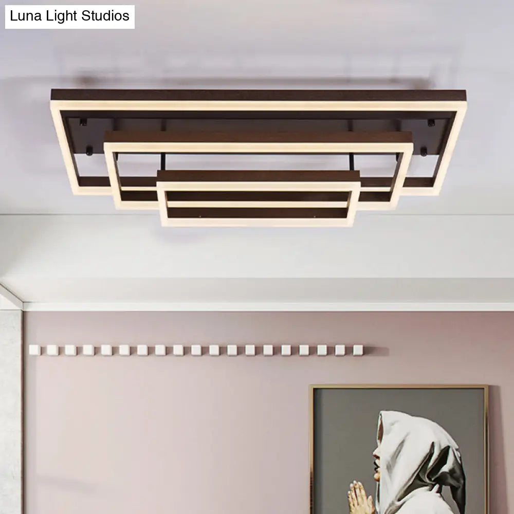 Modern Metallic Brown Semi Flush Mount Light In Warm/White/Neutral Tones