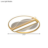 Modern Metallic Circular Led Flush Mount - Inner Bar Design Warm/White Light 18’/21.5’ Width