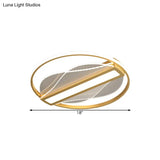 Modern Metallic Circular Led Flush Mount - Inner Bar Design Warm/White Light 18’/21.5’ Width