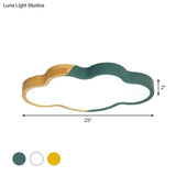Modern Metallic Cloud Led Ceiling Fixture For Great Room - White/Yellow/Green Flush Mount Light