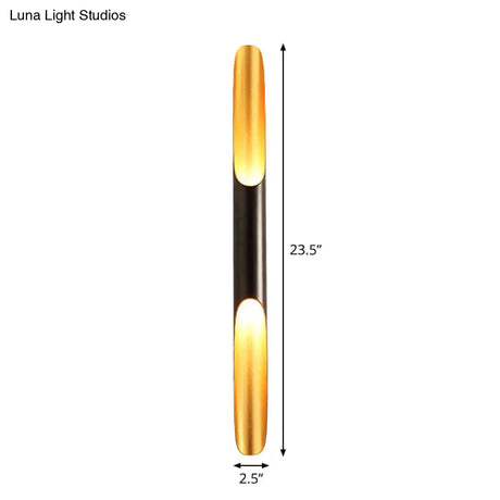 Modern Metallic Cylinder Wall Sconce - Mounted Light For Living Room 1/4-Bulb Yellow-Black Design