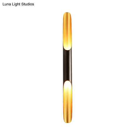 Modern Metallic Cylinder Wall Sconce - Mounted Light For Living Room 1/4-Bulb Yellow-Black Design