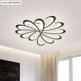 Modern Metallic Floral Flush Mount Led Ceiling Light In Black/White With Warm/White Glow