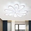 Modern Metallic Floral Flush Mount Led Ceiling Light In Black/White With Warm/White Glow