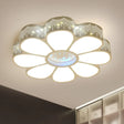 Modern Metallic Floral Led Flushmount Ceiling Lamp - White