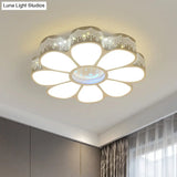 Modern Metallic Floral Led Flushmount Ceiling Lamp - White