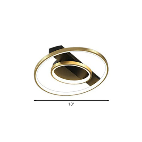 Modern Metallic Flushmount Led Ceiling Light With Gold Finish - Ideal For Bedroom / Remote Control