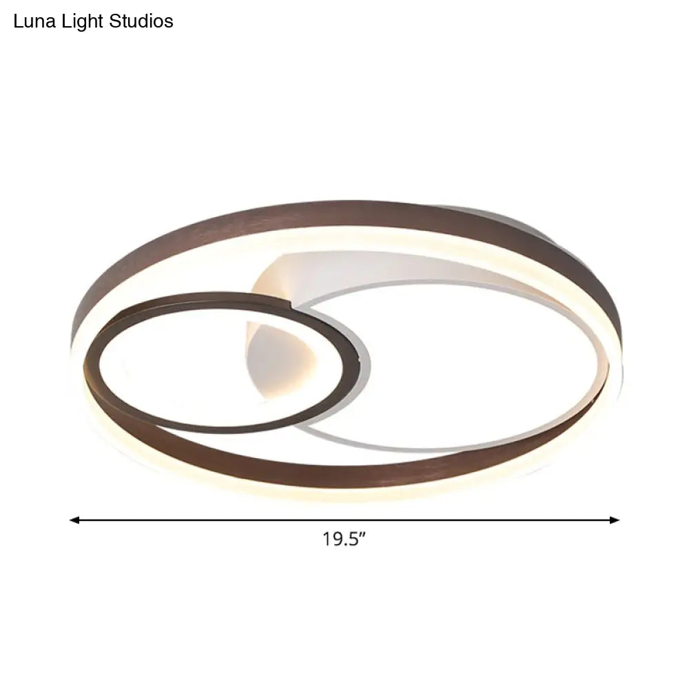 Modern Metallic Led Ceiling Light Fixture In Brown - Flush Mount
