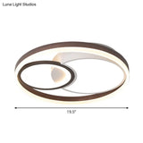 Modern Metallic Led Ceiling Light Fixture In Brown - Flush Mount