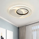 Modern Metallic Led Ceiling Light - Round 16.5’/20.5’ Wide White Flushmount / 16.5’