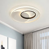 Modern Metallic Led Ceiling Light - Round 16.5’/20.5’ Wide White Flushmount / 16.5’