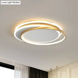 Modern Metallic Led Flush Ceiling Light For Bedroom With Ring Design Gold / Warm B