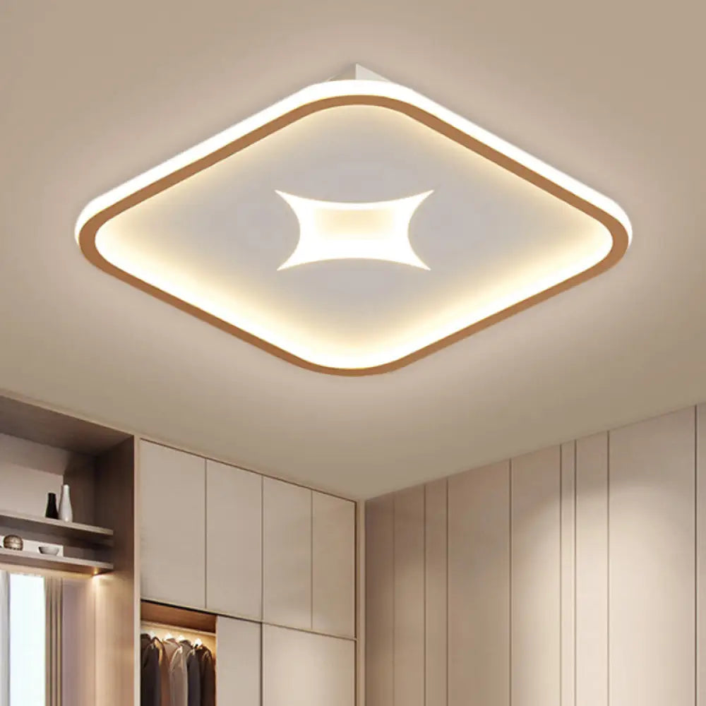 Modern Metallic Led Flush Ceiling Light In Black/Gold - Round/Rectangle White Available 3 Sizes