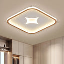 Modern Metallic Led Flush Ceiling Light In Black/Gold - Round/Rectangle White Available 3 Sizes